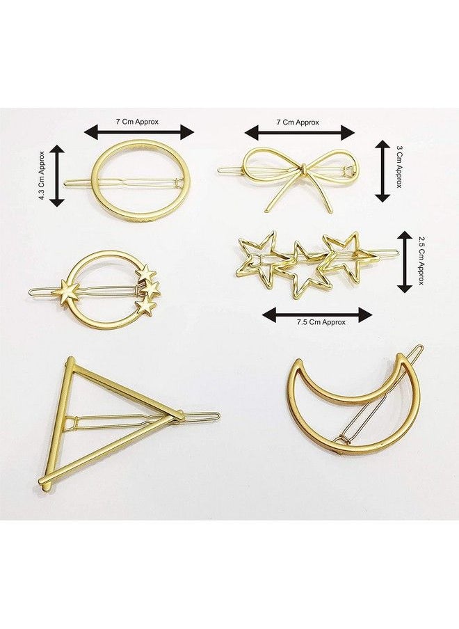 Aliza - Metal Gold And Sliver Geometric Design Barrettes Hair Clips Pins For Girls Women Random Shapes (Pack Of 12 Pins) - Image 1