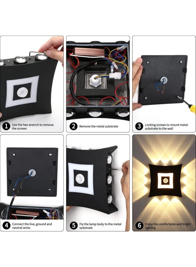 AFN Modern Square Wall Light with Decorative Light Pattern, Contemporary Indoor Wall Lamp for Living Room Bedroom Hallway, Energy Efficient Accent Lighting for Home and Office - Image 5