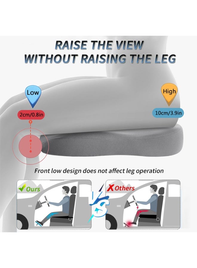 Arabest Wedge Car Seat Cushions for Driving, Adult Booster Seat Cushion for Car Truck Driver, Memory Foam Butt Cushion for Office Chair Wheelchair Home, Cloth Grey - Image 3