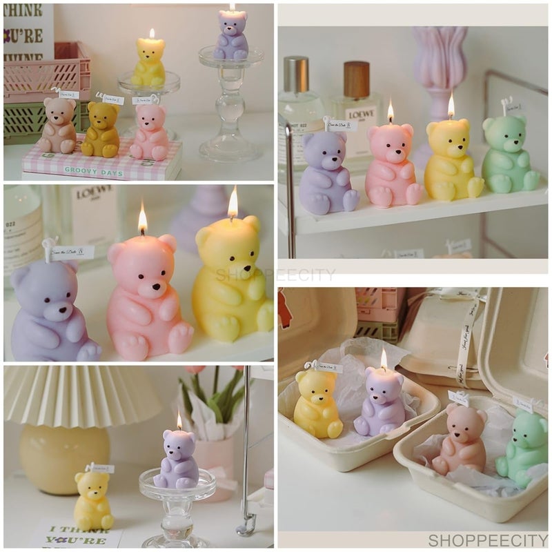Shoppeecity 3D Teddy Bear Shape Silicone Candle Mold I 3D Cute Animal Cub Silicone Epoxy Mould I Bear Candle Mould Baby Bear Silicone Mould DIY Chocolate Cake Decor Soap Resin Art Craft Making - Image 5