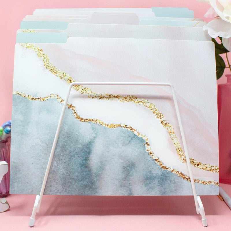 bloom daily planners Decorative File Folders - Set of 6 Letter Size (8.5” x 11”) Organizers, 1/3 Cut Tabs - Aesthetic Folders for School & Office - Ethereal Marble - Image 4