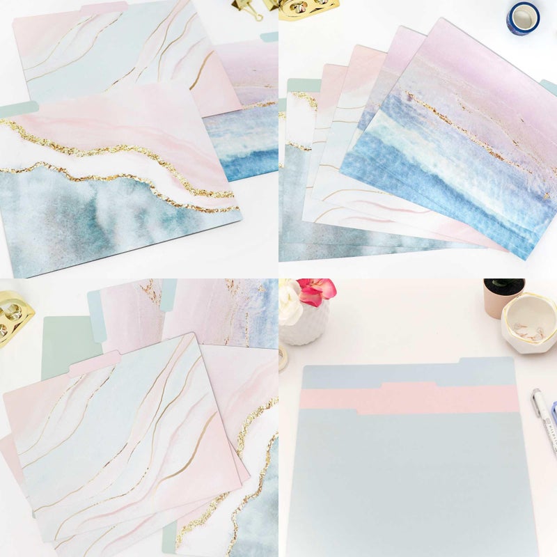 bloom daily planners Decorative File Folders - Set of 6 Letter Size (8.5” x 11”) Organizers, 1/3 Cut Tabs - Aesthetic Folders for School & Office - Ethereal Marble - Image 5