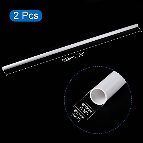 MECCANIXITY أنبوب بلاستيكي صلب دائري من MECCANIXITY PVC 10 مم ID 12 مم OD 500 مم أبيض لخرطوم الماء، الحرف، الزينة، غلاف الكابل 2 عبوة - Image 2