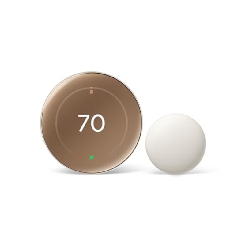 Nest Learning Thermostat 4th Gen, 2024 with Nest Temperature Sensor - Energy Saving Smart Thermostat with Adaptive Eco - Works with Alexa and Home App - Polished Gold - Image 1