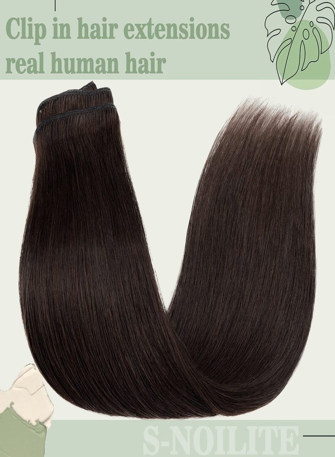 S-noilite Clip in Human Hair Extensions Human Hair Short Hair Hair Extensions Clip in Standard Weft 8 Pieces 18 Clips 100% Real Human Hair Straight 8"-65g Dark Brown (#02) - Image 5