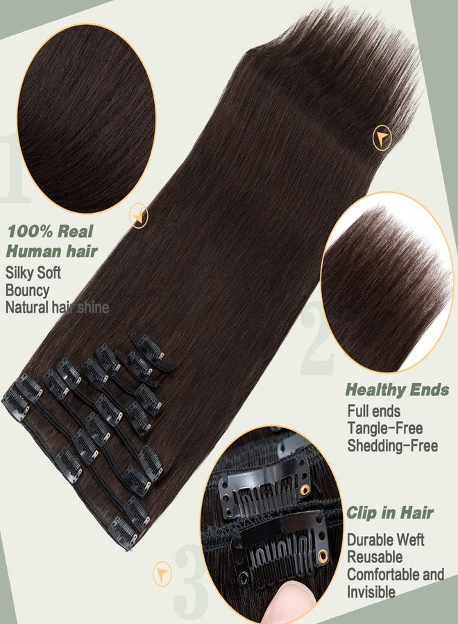 S-noilite Clip in Human Hair Extensions Human Hair Short Hair Hair Extensions Clip in Standard Weft 8 Pieces 18 Clips 100% Real Human Hair Straight 8"-65g Dark Brown (#02) - Image 4