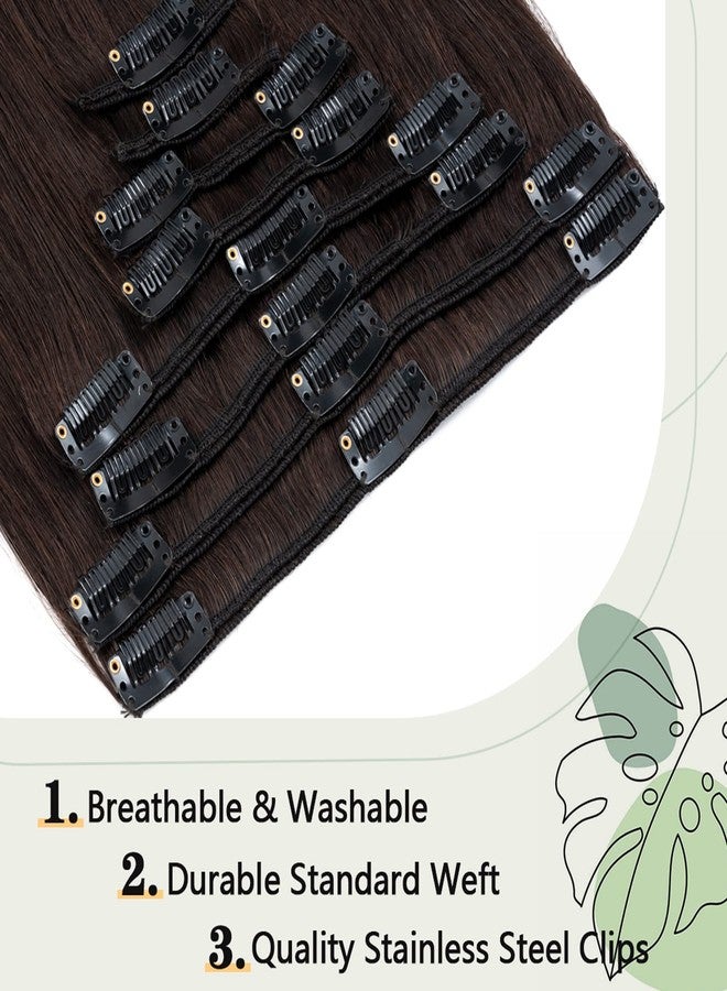 S-noilite Clip in Human Hair Extensions Human Hair Short Hair Hair Extensions Clip in Standard Weft 8 Pieces 18 Clips 100% Real Human Hair Straight 8"-65g Dark Brown (#02) - Image 3