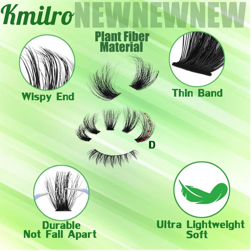 Kmilro Lash Clusters with Bottom Lashes Cluster Eyelash Extensions Wispy 10-22mm Volume Individual Lashes with Lower Eyelash Clusters 316pcs 150D+200D Thick False Lashes DIY at Home - Image 4