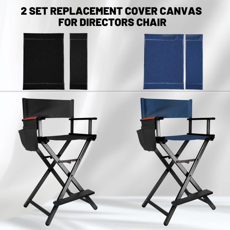HAISKY 30" Extra Tall Folding Directors Chairs for Makeup Artist and Client, 2 Set Replacement Cover, Storage Side Bags, Portable Footrest, Aluminum Frame 330 lbs Capacity - Image 3