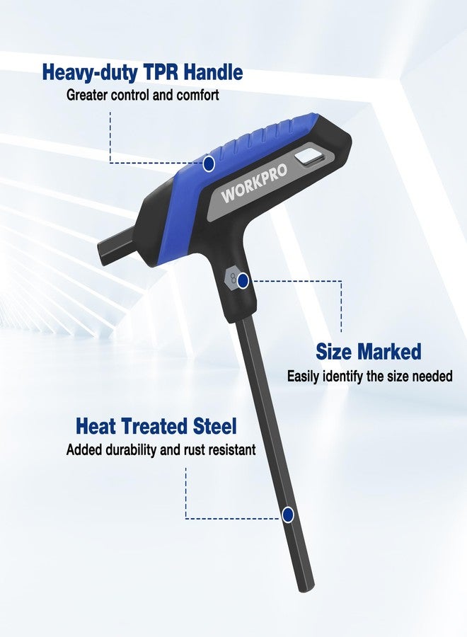 WORKPRO 14-Piece T-Handle Allen Wrench Set, Metric & SAE T Handle Hex Key, Long Hex Key Wrench Sets with Storage Rack for DIY, Auto Bike Repair Tool, Basic Home Repair and Mechanics Maintenance - Image 5