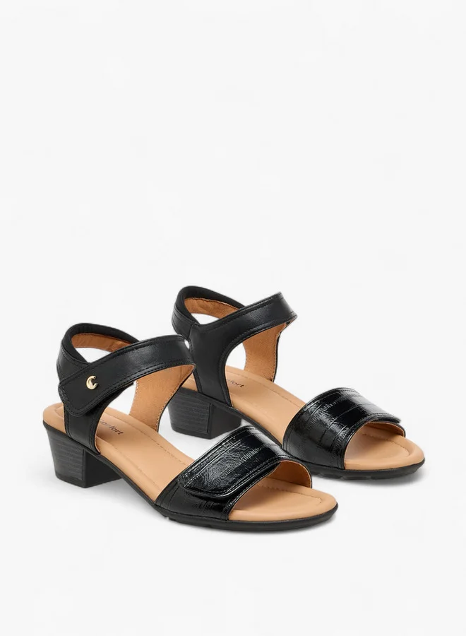 Le Confort Women Solid Block Heel Sandals with Hook and Loop Closure