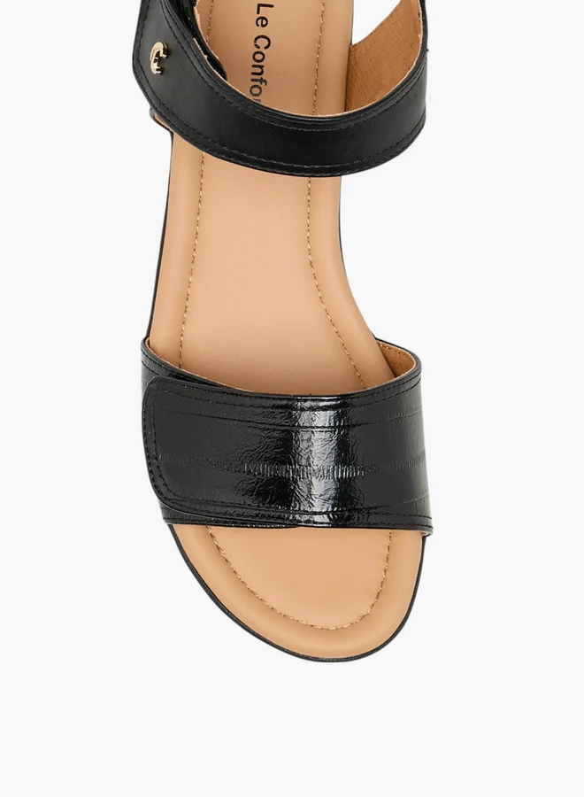 Le Confort Women Solid Block Heel Sandals with Hook and Loop Closure