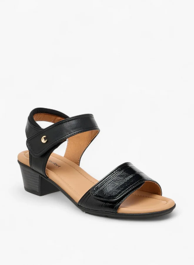 Le Confort Women Solid Block Heel Sandals with Hook and Loop Closure