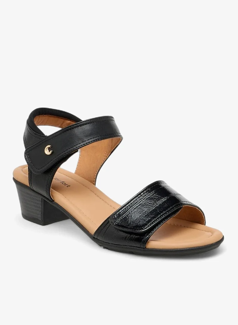 Le Confort Women Solid Block Heel Sandals with Hook and Loop Closure
