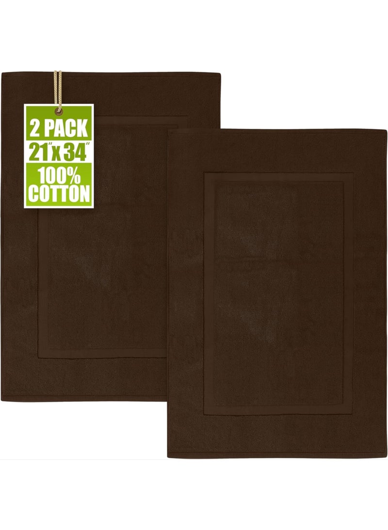 Amber Home Cotton Banded Bath Mat, Floor Mat for Bathroom, Kitchen Mat, Highly Absorbent Machine Washable 50x80 cm Bath Rug, Bathroom Mat Water Absorbent Foot Towel for Home Kitchen and Bathroom Pack of 2 - Image 1