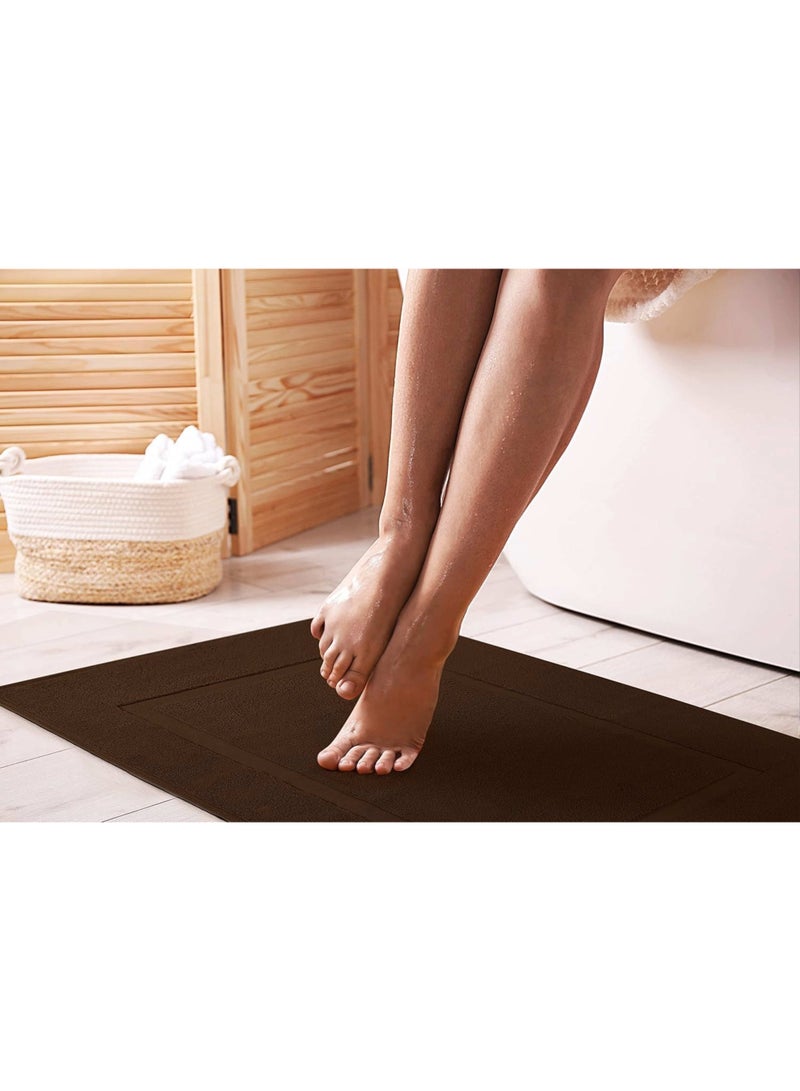 Amber Home Cotton Banded Bath Mat, Floor Mat for Bathroom, Kitchen Mat, Highly Absorbent Machine Washable 50x80 cm Bath Rug, Bathroom Mat Water Absorbent Foot Towel for Home Kitchen and Bathroom Pack of 2 - Image 3