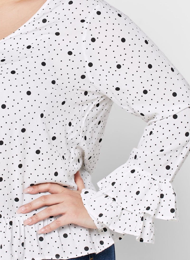 Violeta By Mango Ruffle Polka Dot Top - Image 3