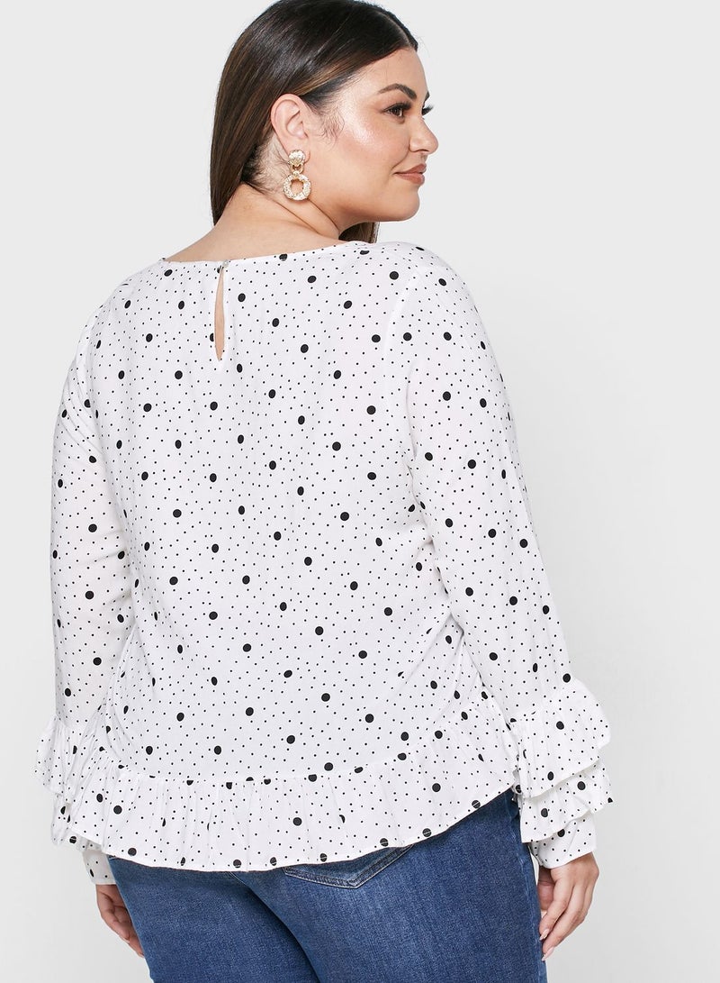 Violeta By Mango Ruffle Polka Dot Top - Image 2
