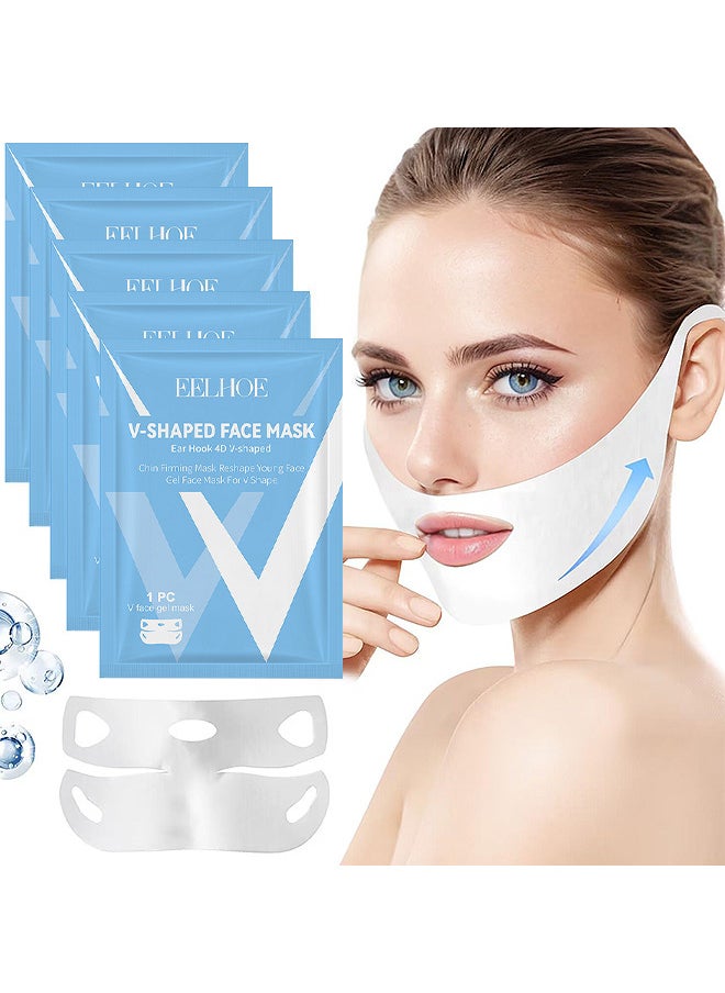 EELHOE 5PCS V-Shaped Face Mask, Double Chin Mask Reusable, Lifting Face Mask, Double Chin Mask, V Line Lifting Mask For All Skin Types, V Shape Face Lift Mask For Lifting And Firming The Face  - Image 1