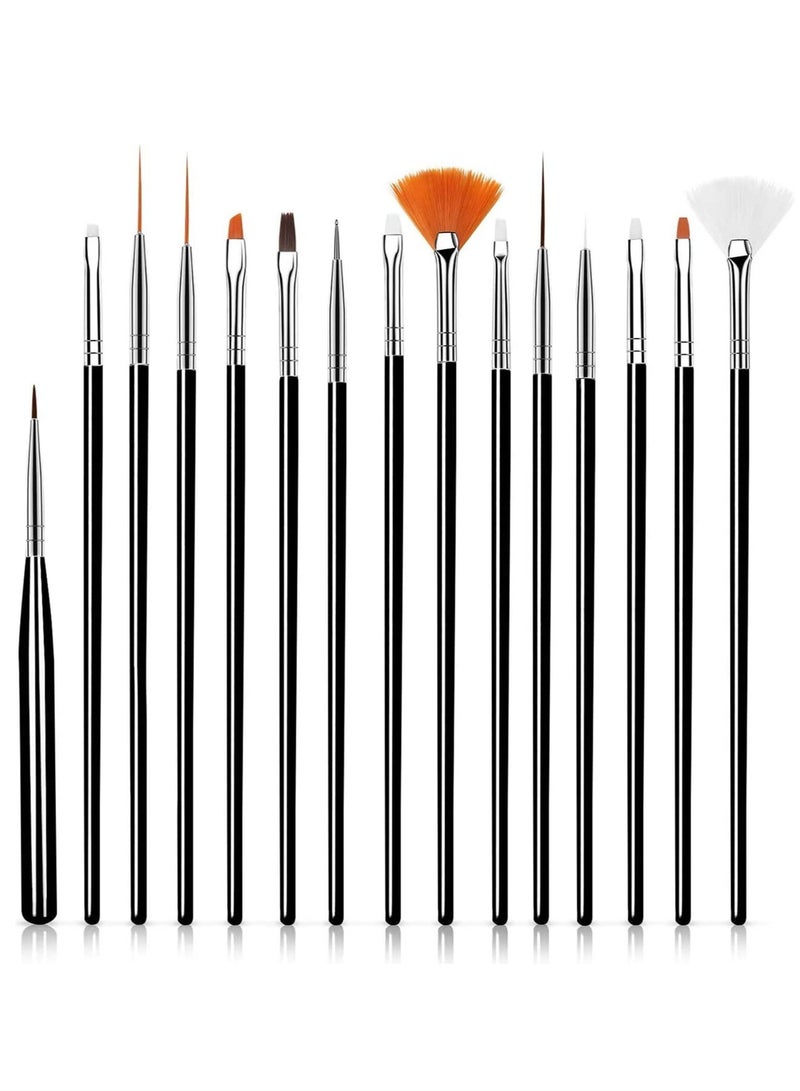 15pcs Nail Art Brushes- Professional Nail Art Brushes- Sable Nail Art Brush Pen, Detailer, Liner, Brush Dotting Tool Nail Art Brush Professional Nail Art Brush Set - Image 1