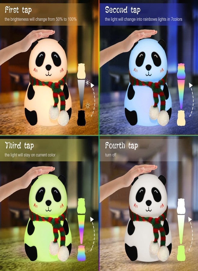 SIXFIRE Rechargeable Panda Lamp, Cute Silicone Kawaii Night Lamp for Bedroom with Touch Gesture 7 Color Changing Adorable Christmas Gift Kids, Light,Table,Beside Kids Room - Image 5
