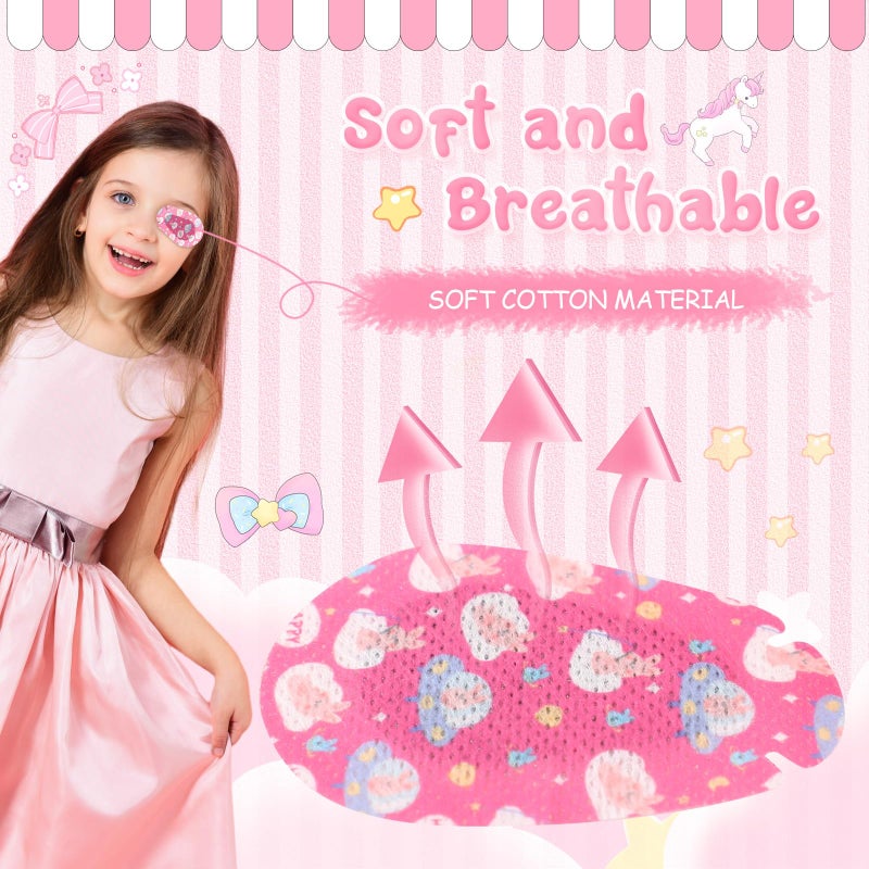 Copkim 300 Pcs Adhesive Eye Patches for Kids Girls Cute Toddler Eye Patch Bulk Colorful Breathable Lazy Patch Cartoon Adhesive Bandages for Children Baby Light Blocking, 20 Styles, 3 x 2 Inches - Image 3