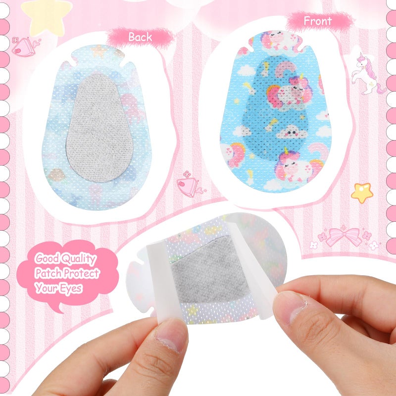 Copkim 300 Pcs Adhesive Eye Patches for Kids Girls Cute Toddler Eye Patch Bulk Colorful Breathable Lazy Patch Cartoon Adhesive Bandages for Children Baby Light Blocking, 20 Styles, 3 x 2 Inches - Image 4
