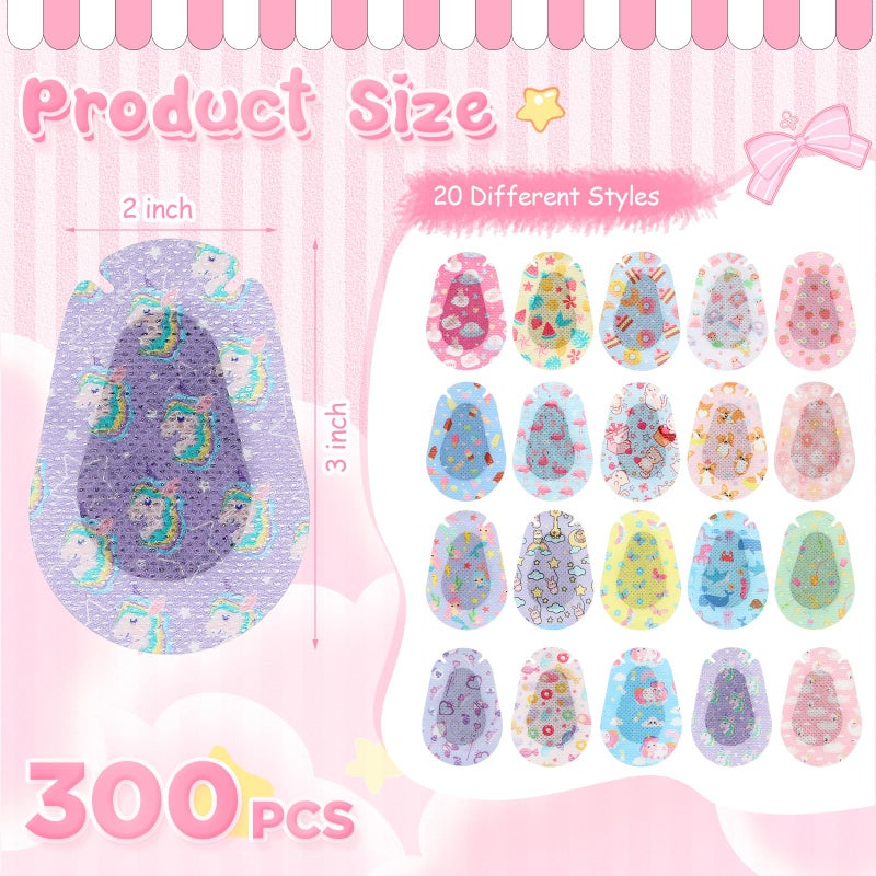 Copkim 300 Pcs Adhesive Eye Patches for Kids Girls Cute Toddler Eye Patch Bulk Colorful Breathable Lazy Patch Cartoon Adhesive Bandages for Children Baby Light Blocking, 20 Styles, 3 x 2 Inches - Image 2