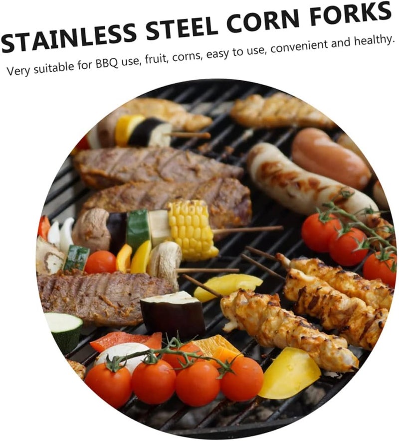 DECHOUS 8pcs Professional Stainless Skewers Multi-function Corn Forks Non-slip Handle Compact Bbq Forks for Camping Picnic - Image 3