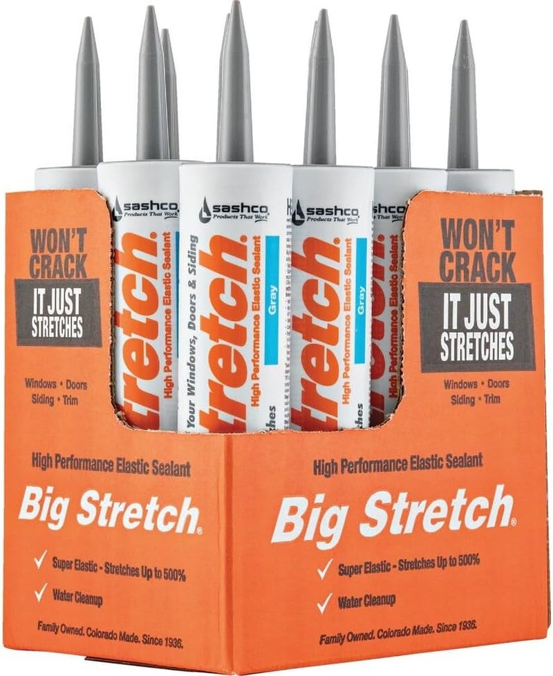 Sashco Big Stretch High-Performance Acrylic Latex Caulk Sealant - 10.5 oz, Gray - Image 2