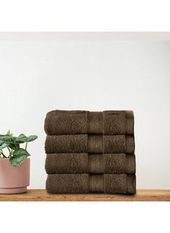 Rest Face Towel Set Of 4 Wood Brown Cotton Face Towel 30X30Cm , 12X12 Inch Luxury Face Cleansing Towel Soft Absorbent Lightweight Washable Quick Dry Spa Quality Beach Face Towel  - Image 1