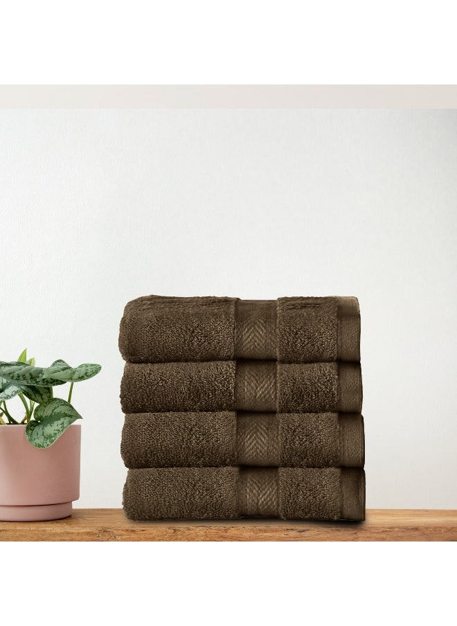 Rest Face Towel Set Of 4 Wood Brown Cotton Face Towel 30X30Cm , 12X12 Inch Luxury Face Cleansing Towel Soft Absorbent Lightweight Washable Quick Dry Spa Quality Beach Face Towel  - Image 1
