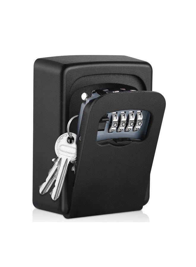 AMMIY AMMIY Key Lock Box Wall Mounted,4 Digit Combination Weatherproof Lockbox For Outside House,5 Keys Large Capacity Lockbox,Key Safe Security Storage Lock Box With Resettable Code (Black)  - Image 1