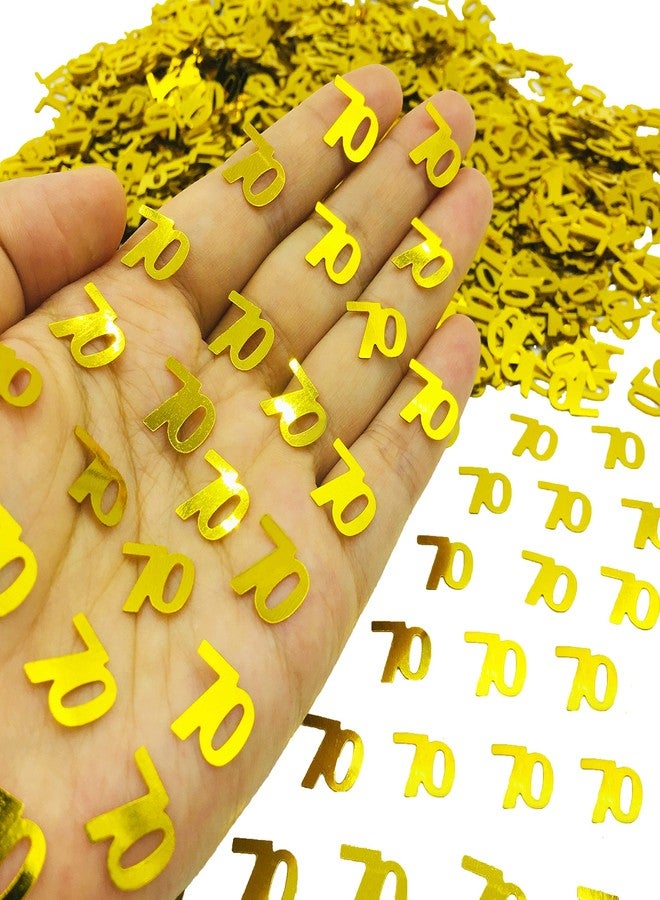 OJLDKTH زينة طاولة حفلات من رقائق معدنية لامعة برقم 70، مناسبة للاحتفال بالذكرى السنوية/عيد الميلاد/الزفاف، لون ذهبي 1.5 أونصة (ذهبي 70) - Image 2