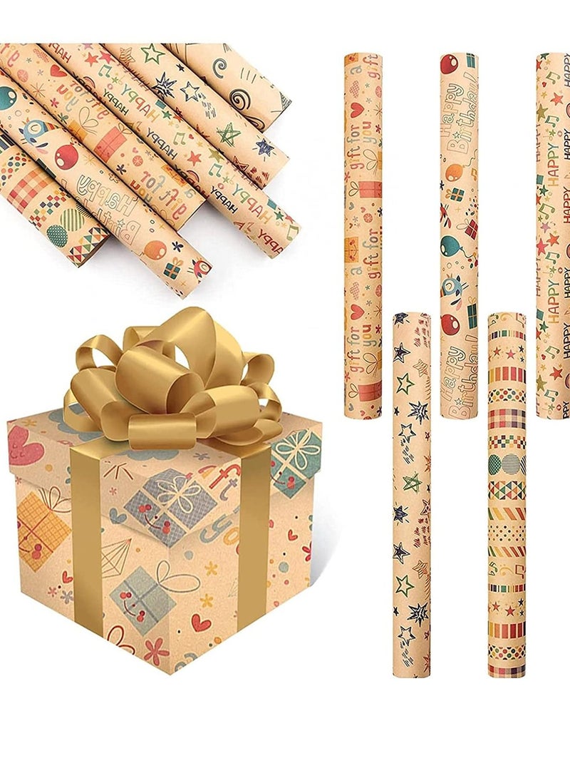 Wrapping Paper, Happy Birthday Wrapping Paper For Men Boys Women Adults Kids Girls, Gift Wrapping Paper Recycled Multipack, Collection Single-Sided Wrapping Paper, 70cmX50 cm - Image 2