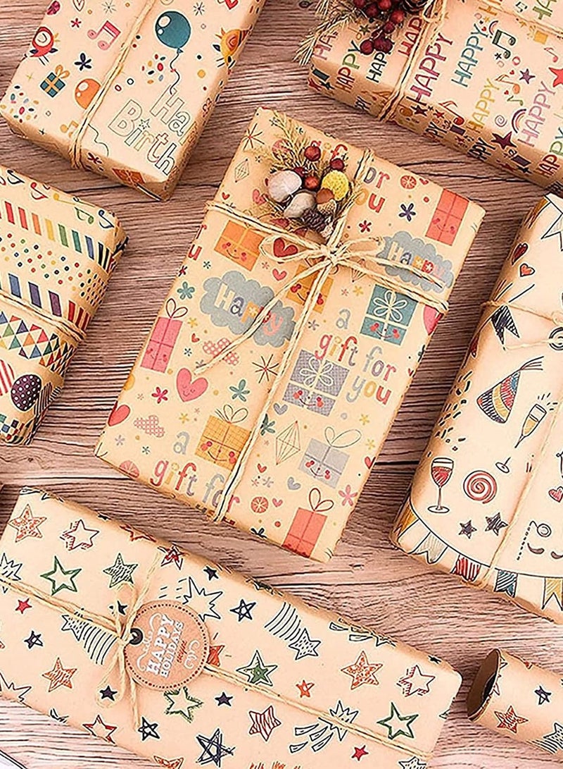 Wrapping Paper, Happy Birthday Wrapping Paper For Men Boys Women Adults Kids Girls, Gift Wrapping Paper Recycled Multipack, Collection Single-Sided Wrapping Paper, 70cmX50 cm - Image 4