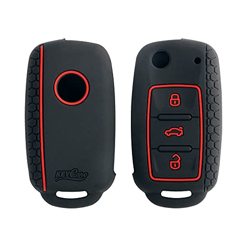 CARMATE Silicone Car Key Cover KC-13 Fit for ( Ameo, Jetta, Fabia, Laura, Octavia<2014, Rapid, Polo, Vento, Yeti, Superb )-Black - Image 2