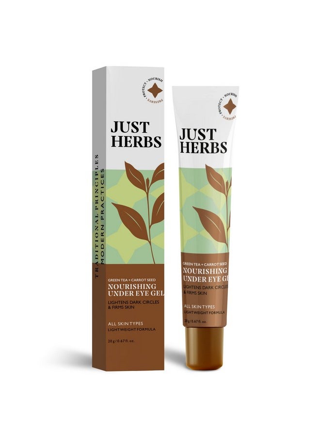 Just Herbs Nourishing Under Eye Gel Cream For Dark Circles, Eye Puffiness, Fine Lines & Wrinkles With Green Tea & Carrot Seed -For Men & Women 20 Gm  - Image 1