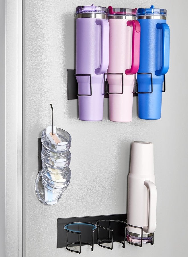 ANTAND 2 Pack Magnetic Cup Holder for Fridge, Water Bottle Organizer for Stanley 30oz and 40oz with Handle, Tumbler Organizer for Stanley Cup Accessories Lid, Heavy Duty Magnetic Cup Storage - Image 1