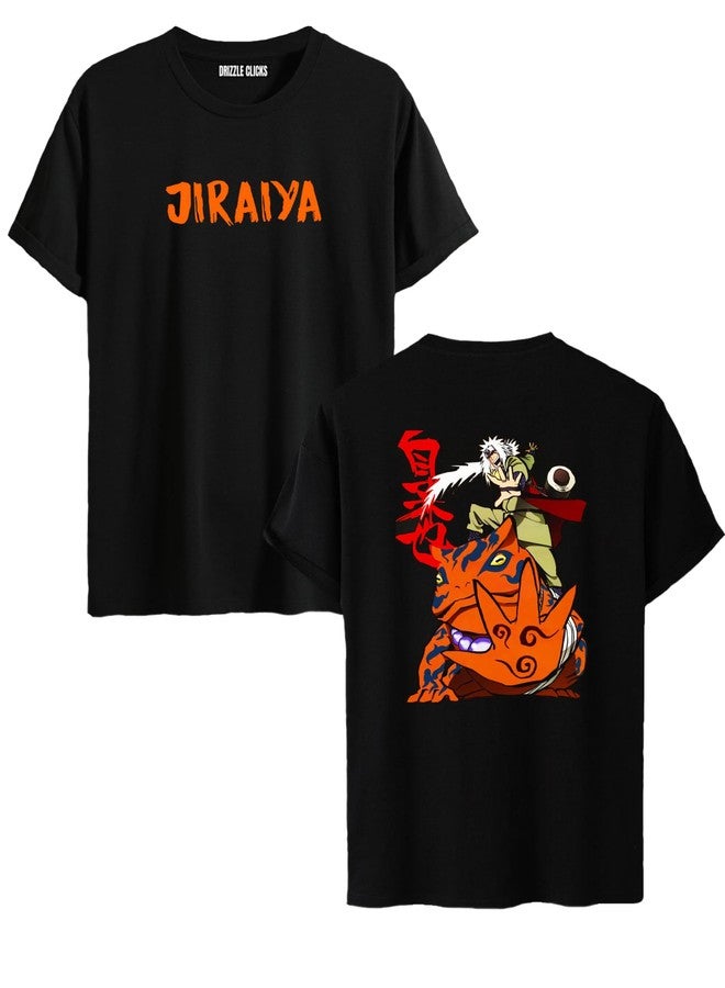 Drizzle Clicks Anime T-Shirts for Boys Collections | Jiraiya | Boys Anime Tshirt | Regular Fit,Halfsleeve & Roundneck T-Shirt Black - Image 1