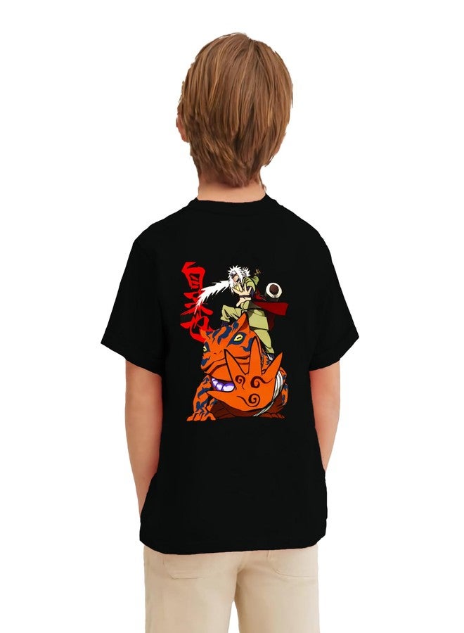 Drizzle Clicks Anime T-Shirts for Boys Collections | Jiraiya | Boys Anime Tshirt | Regular Fit,Halfsleeve & Roundneck T-Shirt Black - Image 2