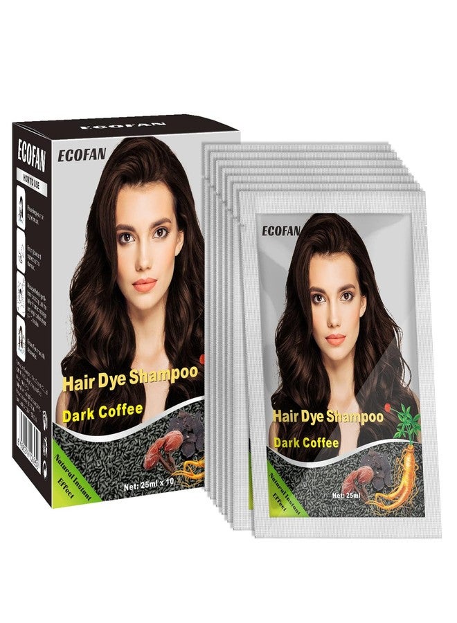 Ecofan 10 PCS Semi-Permanent Hair Color Shampoo - 3 in 1 Instant Hair Dye for Men & Women, Herbal Ingredients for 100% Grey Coverage (Dark Coffee/Dark Brown) - Image 1