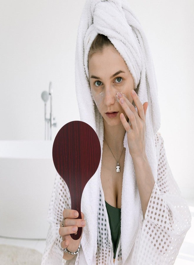 balacoo Handheld Mirror with Handle: Wooden Handle Vanity Mirror Hand Mirror Cosmetic Vintage Single Side Makeup Mirror for Makeup Self Cut - Image 4