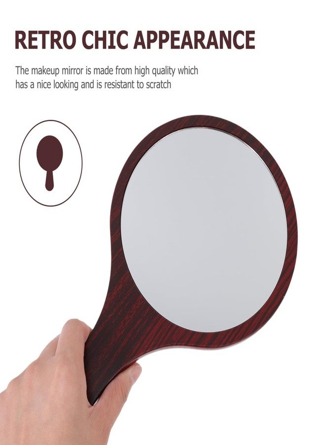 balacoo Handheld Mirror with Handle: Wooden Handle Vanity Mirror Hand Mirror Cosmetic Vintage Single Side Makeup Mirror for Makeup Self Cut - Image 3