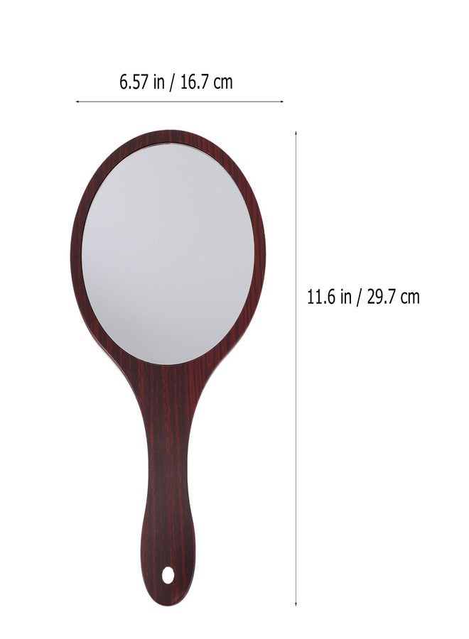 balacoo Handheld Mirror with Handle: Wooden Handle Vanity Mirror Hand Mirror Cosmetic Vintage Single Side Makeup Mirror for Makeup Self Cut - Image 2