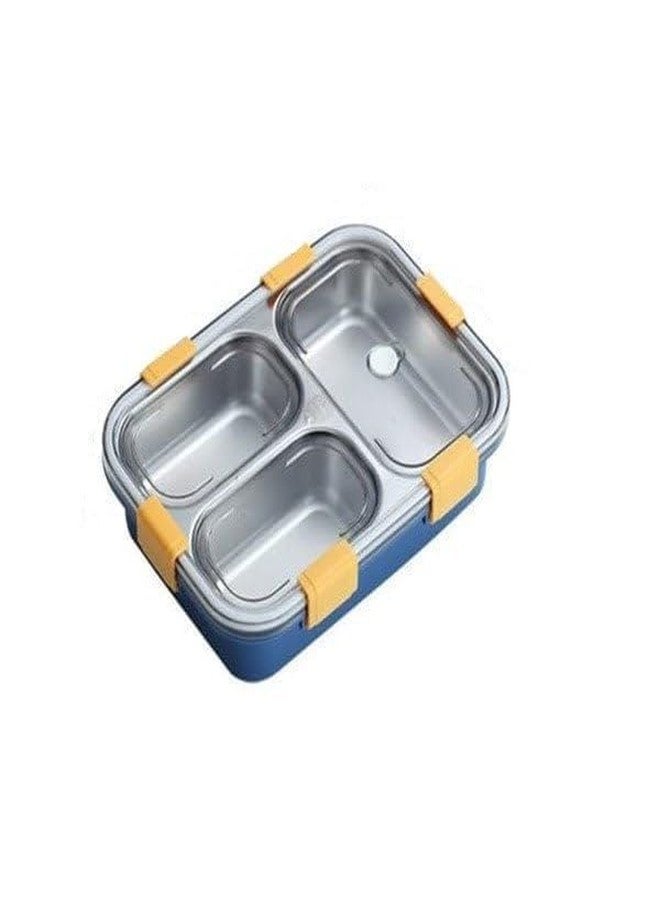 Aldea 3-Section Stainless Steel Lunch Box | Leak-Resistant Multi-Compartment Tiffin | Food Container for Office, School & Travel | Pack of 1, Multicolor - Image 1