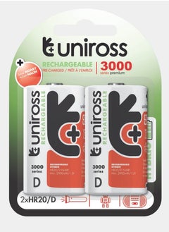 Uniross Uniross Ni-MH Rechargeable D Battery 3000mAh (Pack of 2) 