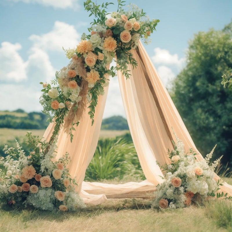 PARTISKY Wedding Arch Draping Fabric, 1 Panel 18FT Champagne Sheer Backdrop Curtain Chiffon Fabric Drapery Voile Scarf Draping Panels for Wedding Archway Ceremony Curtain Valance Party Decoration - Image 5