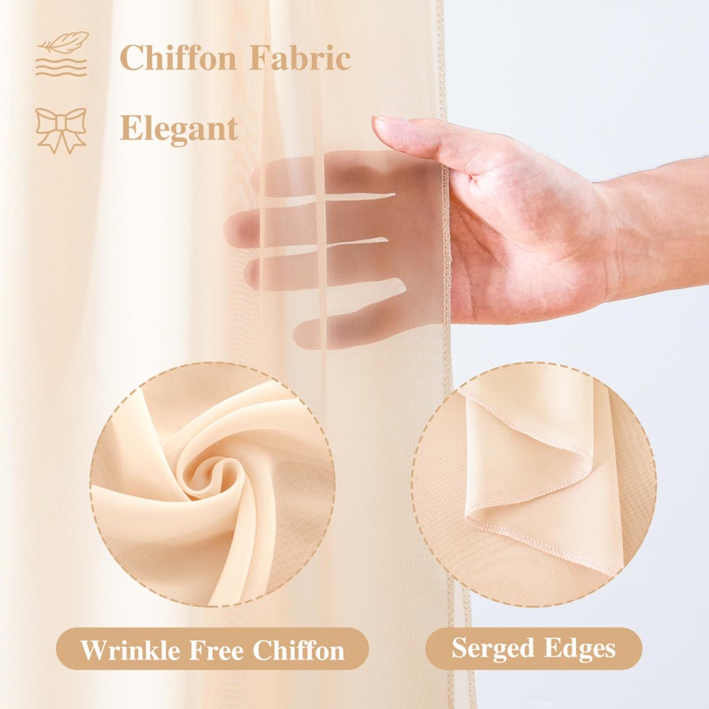PARTISKY Wedding Arch Draping Fabric, 1 Panel 18FT Champagne Sheer Backdrop Curtain Chiffon Fabric Drapery Voile Scarf Draping Panels for Wedding Archway Ceremony Curtain Valance Party Decoration - Image 2