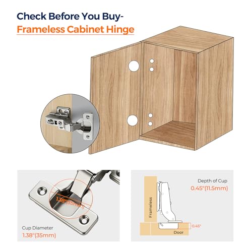 Ravinte 20 Pack (10 Pairs) European Kitchen Cabinet Hinges - Soft Close Half Overlay Door Hinges, Heavy-Duty Frameless Adjustable Concealed Cup Hinge - Image 5